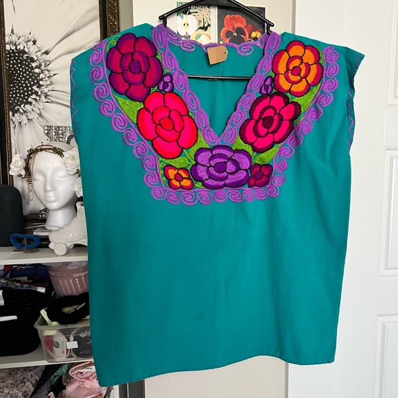 Vintage Earth Toned Floral Blouse 100% Cotton main image 0